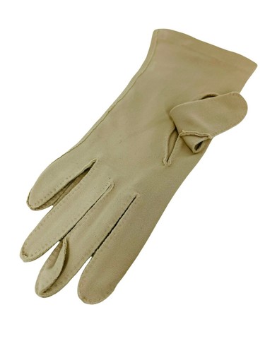 Vintage Van Raalte Beige Ladies Gloves Trim with Embroidery and Beads MCM Costum - Picture 4 of 11