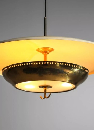 Antique Mid Century Vintage 4 Light Modern Raw Brass Pendant Sputnik chandelier - Picture 5 of 8
