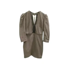 alexander mcqueen Wool Blend Khaki Dress IT38 UK 6 VGC - designer-wedding 