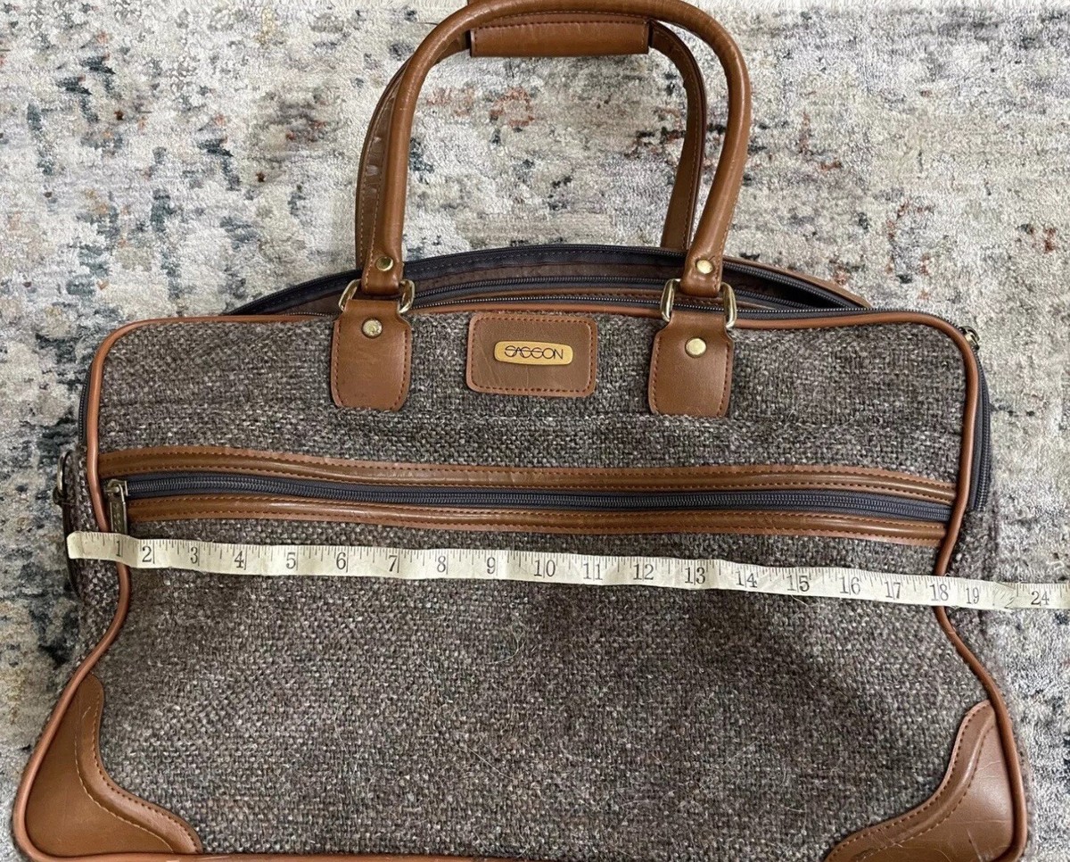 00’s archive wool tweed leather hand bag Harris Tweed Wool Leather Handle Briefcase,Scottish Tartan