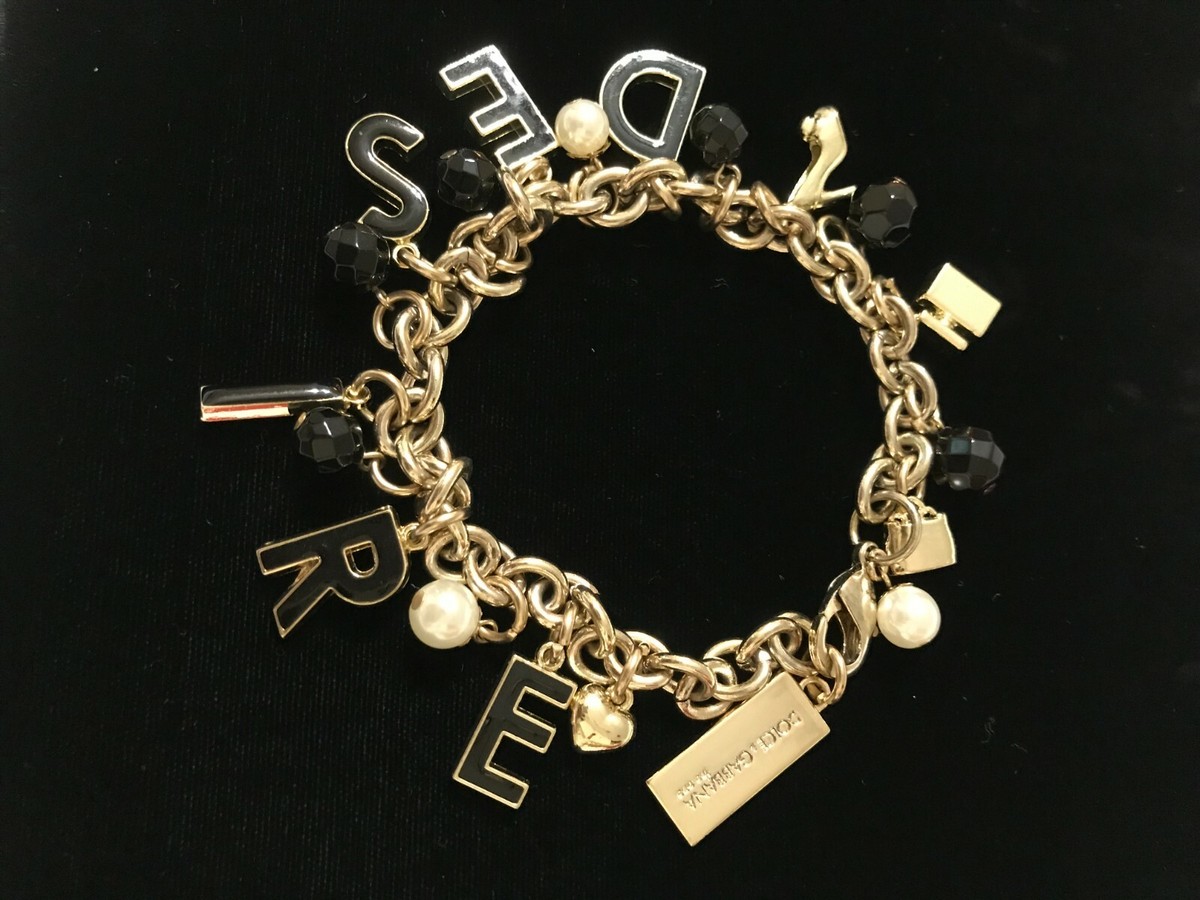 【送料&関税込】Dolce & Gabbana Brass Bracelet DOLCE AND GABBANA CHARM BRACELET WITH CHARMS GOLD TONE