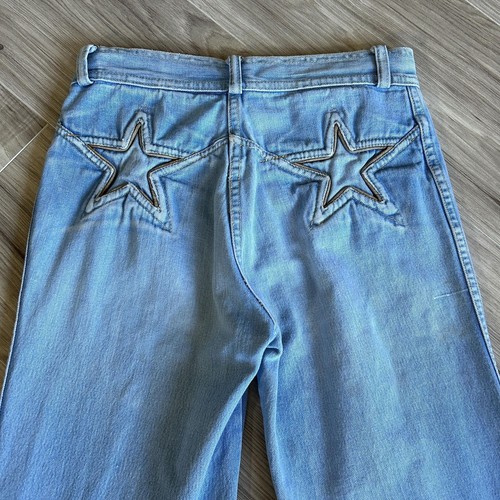 70s Vintage Brittania Star Patch Backside Bell Bottom Jeans 27 x 30 - Picture 4 of 7