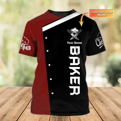 Baker, Bakery Chef, Personalized Name 3D Tshirt, Custom Chef Cook Gift, Father's