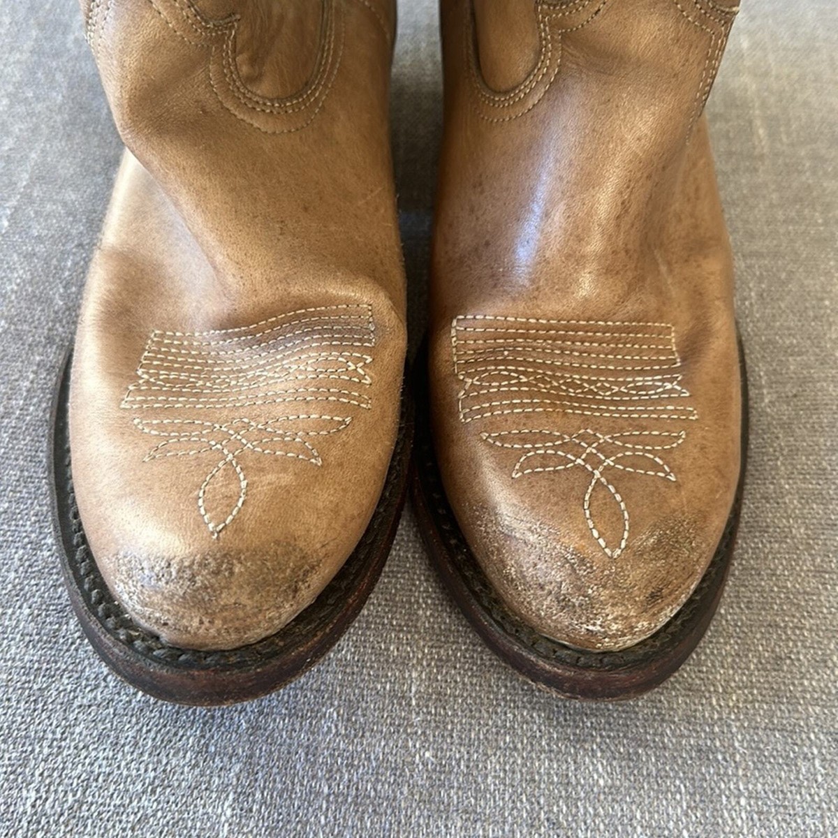 RARE Golden Goose Tan Distressed Side Zip Leather Western Riding