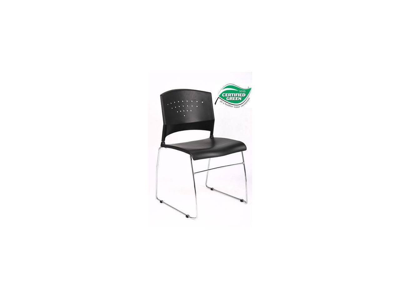 Boss Black Stack Chair With Chrome Frame 4 Pcs Pack