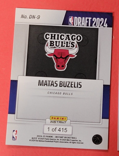 MATAS BUZELIS Autografo ROOKIE CARD +INSTANT RC #d1/415 + 1 di 1 +prizm rc bulls - Foto 9 di 14