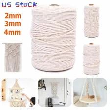 LAVA 100M Natural Cotton Macrame String 2/3/4mm Twisted Cord Rope Artisan Crafts