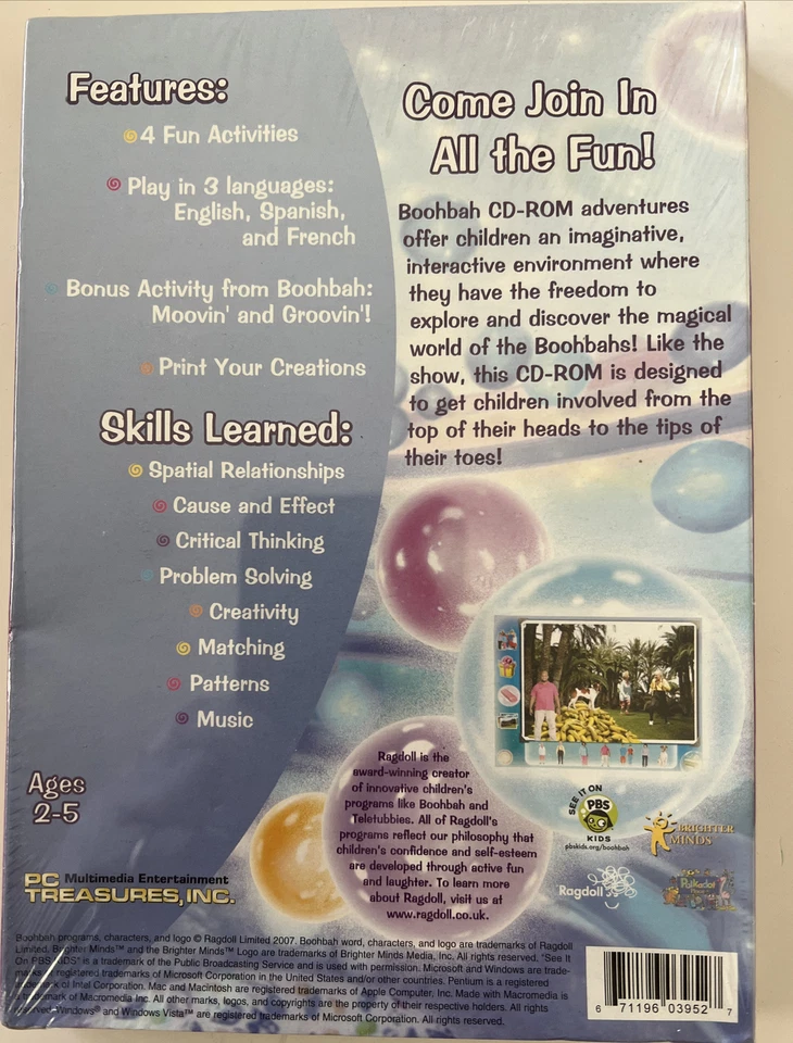 BoohBah Wiggle & Giggle (Ages 2-5) (CD, 2006) for Win/Mac -NEW PC CD in SLEEVE - Image 2 of 2