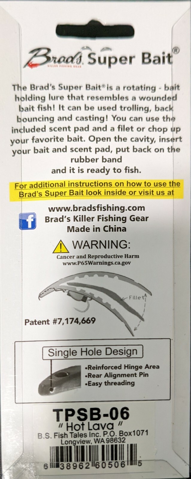 BRAD'S Super Bait Original “Hot Lava Lure HARD TO FIND. BEST PRICE