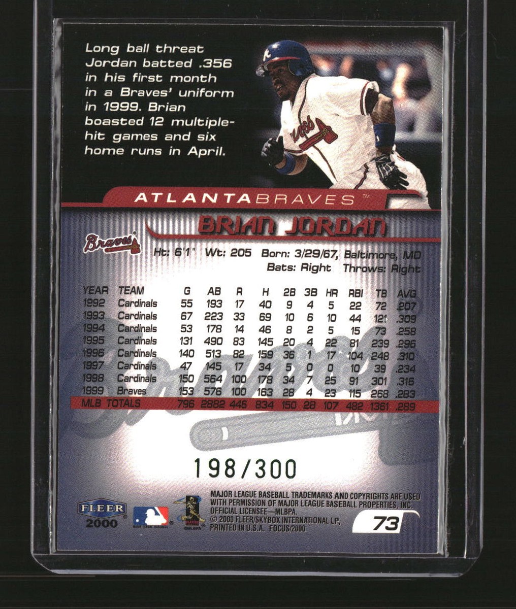 リクエスト専用 2000 Fleer Focus #73 Brian Jordan Masterpiece Mania #/300 | eBay