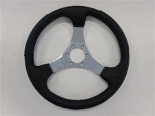 STEERING WHEEL BLACK VINYL & STAINLESS STEEL 14 1/2" WITHOUT HUB MARINE BOAT