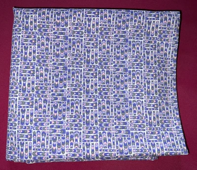 Tissu vintage pur coton bleu / mauve larg 150 cm x H 175 cm réf C471 - Photo 1/4