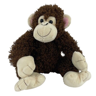 Animal Adventure Brown Monkey 9'' Plush Sitting Ape Chimpanzee Curly Hair