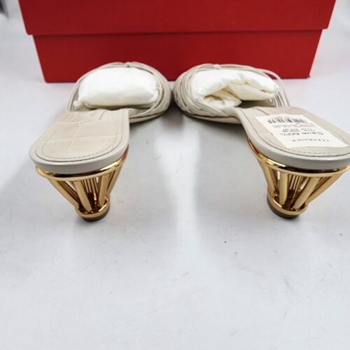 Ferragamo Aryana Caged Heel Slide Sandals Women's 8.5 White Open Toe Slip On - Picture 5 of 19
