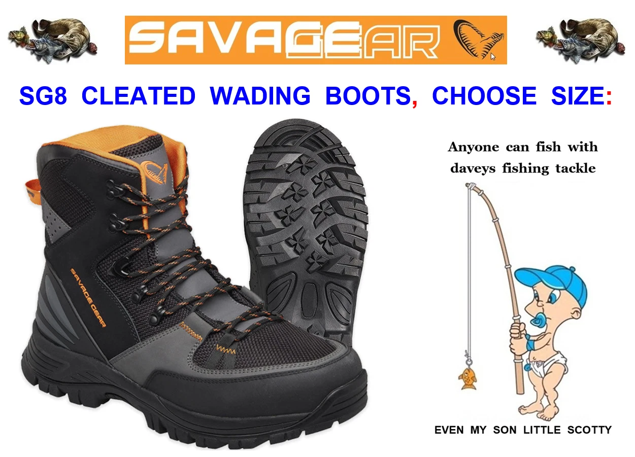 SAVAGE GEAR SG8 CLEATED WADING BOOTS BASS PIKE FLY ROD REEL FISHING SHOE WADERS