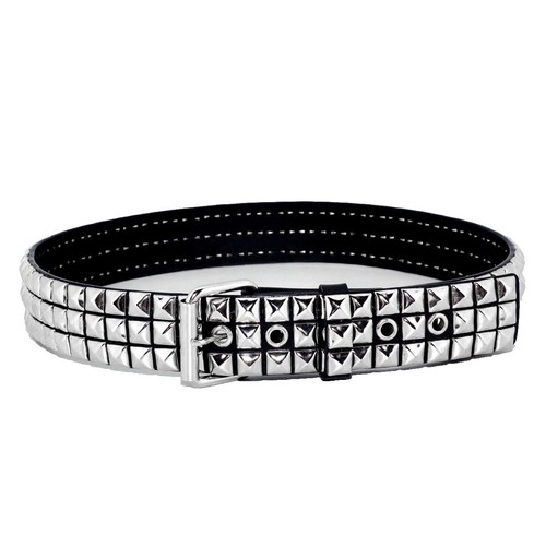 Streets Ahead Black Leather Belt M Silver Studs Distressed  display picture 3