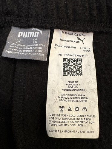 Puma Jogger Cuffed Fleece Sweatpants Black GIRLS sz XL - Picture 6 of 6
