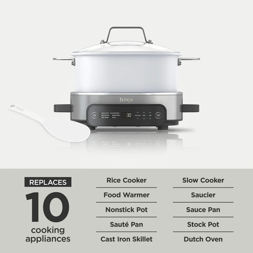 Ninja Foodi 6.5 qt Everyday Pot, Stainless Steel/White, Slow Cooker, MC1100 - Picture 3 of 6
