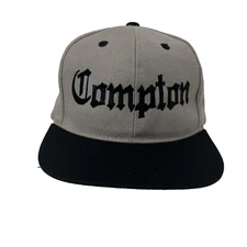 Decky Compton Gothic Font Embroidered Snapback Cap Hat 2 Tone Gray Black Acrylic