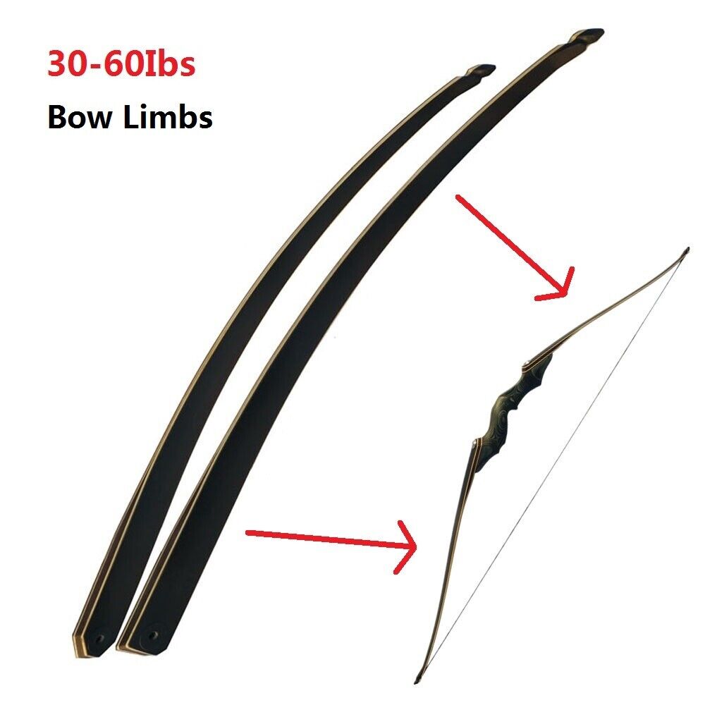 30-60lbs Longbow Limbs Takedown Bamboo Core Hunting LH RH Archery BLACK HUNTER