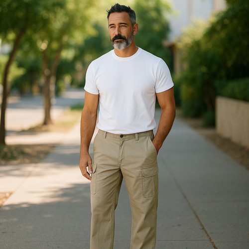 Duluth Trading Co Cargo Pants Men 42x30 (TAG 32x34)Tan Flex Fire Hose Canvas - Picture 4 of 6