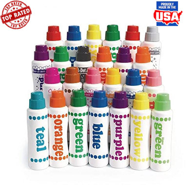 25 Count Washable Dot Markers Craft Art Tools Easy Squeeze Sponge Tips New