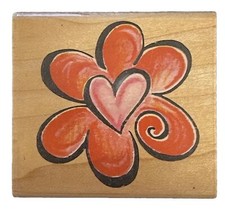 Flower Heart Valentine  s Day Love Sign Symbol Wood Rubber Stamp