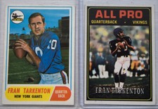 Fran Tarkenton-Lot 2 Cards 1968 Topps #161 & #129 Cards Giants/ Vikings