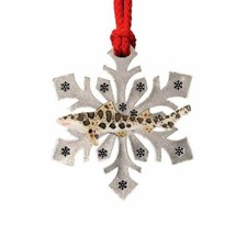 Pewter Shark Snowflake Christmas Tree Ornament (30 Options) Made in the USA