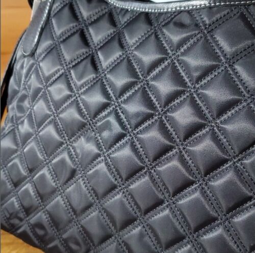 Talbots NEU Schultertasche schwarz Doppelgriffe Leder gesteppt Nylon leicht - Bild 6 von 10