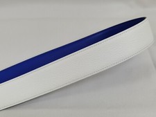 38mm Belt Reversible Leather Customized Replacement Belt Strap Togo White/Blue