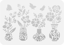 7"x10" Clear Plastic Stencil - Flowers In Vases (SD254)