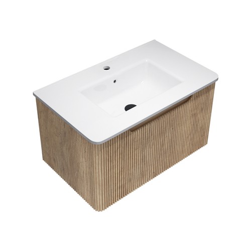 ACA Vanity Unit 760mm Insert Basin Bathroom Cabinet Storage Wall Hung Sink Brown - Picture 2 of 7