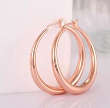 Women's Fashion Jewelry Round Rose Gold Plated 1.25" Hoop Earrings TK1-6