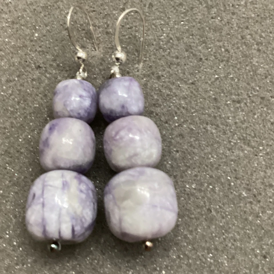 Jay King 2 Pares Pendientes Verde Bandas Vetiver Mongol Violeta Cuentas Gota Nuevo Con Etiquetas Foto 3 de 4