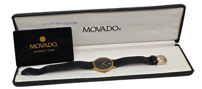 Movado Museum Watch Men 31mm Black Dial Gold Tone Round 87-45-882