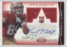 2013 Certified Freshman Fabric Mirror Red Signatures Vance McDonald Auto 00jz