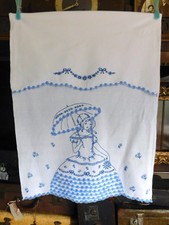 ZIERHANDTUCH ODER GARDINE 105X56cm SPITZE STICKEREI HANDARBEIT SHABBY CHIC ANTIK