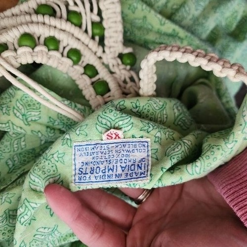 70er Jahre x VINTAGE Makramee Knoten Maxikleid in Grün XS - Bild 5 von 17