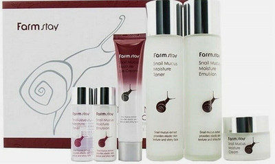Farmstay Snail Mucus Moisture Stem Cell Skin Care 4 Set (plus 2 sampler)