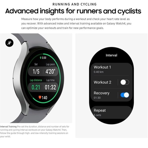 Montre connectée Samsung Galaxy Watch 4 44 mm avec bracelet supplémentaire Wi-Fi uniquement noir SM-R870NZK - Photo 7 sur 9