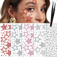 Face Gems Face Jewels, Self Adhesive Hair Gems Festival Star Rhinestone Stickers