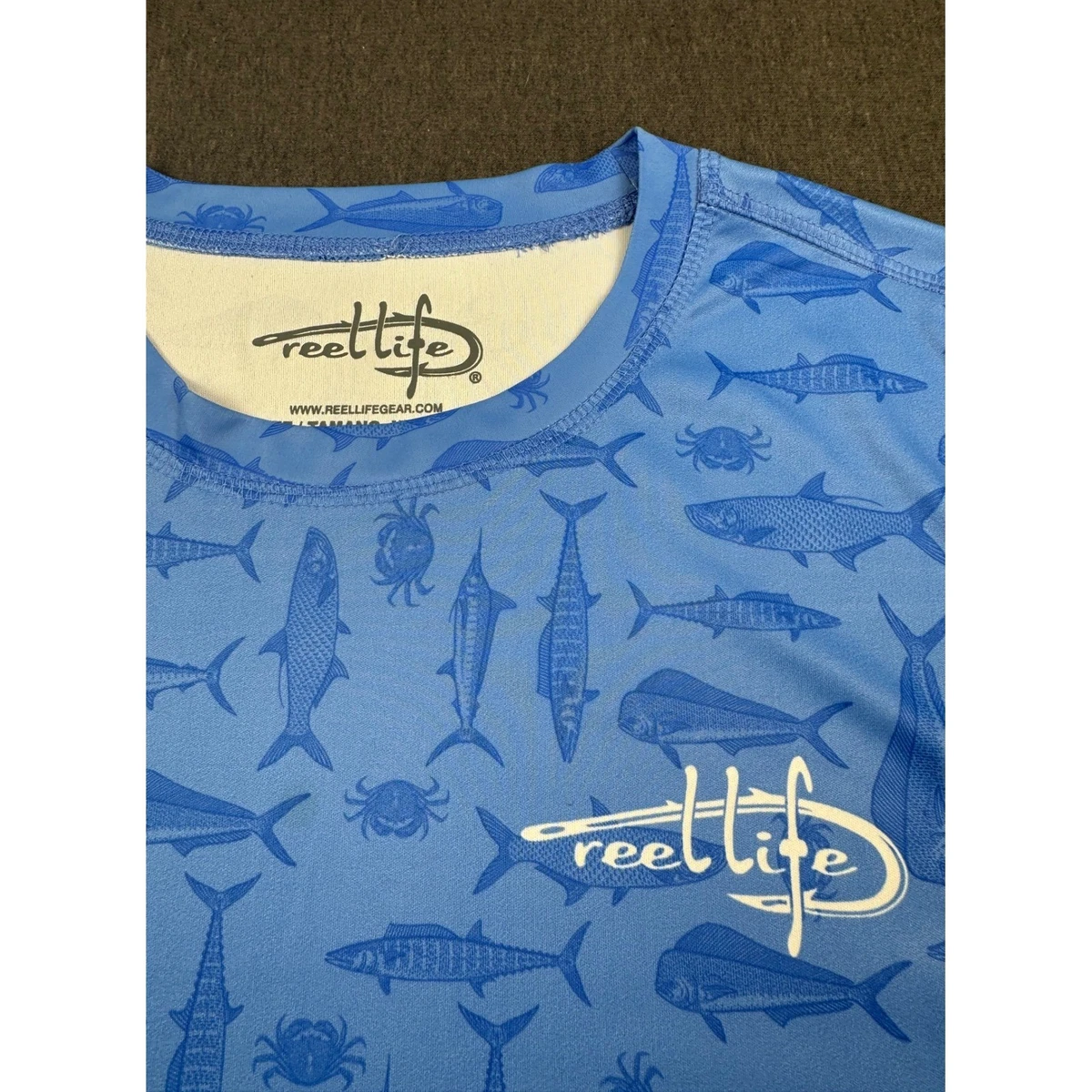 Chemise De Pêche Reel Life Homme 2XL Bleu Manches Longues - Léger Et UV