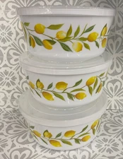 Lemon Storage Bowls Set Lids Yellow Cottage French Country Kitchen containers 3