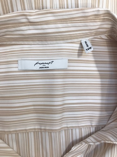 Foxcroft 14W o 1X Plus Top a Righe Senza Ferro Elasticizzato Logo Bottoni Camicia Tunica V - Foto 10 di 10