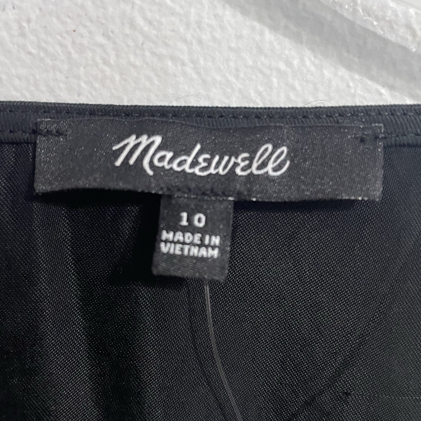 Madewell Blouse Women Size 10 Black Brushed Ruched Front Top Long Sleeve NWT