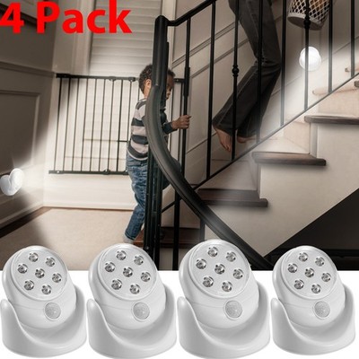 4 Pack Wireless LED Spotlight Motion Sensor Night Lamp 360° Closet Stairs Lights