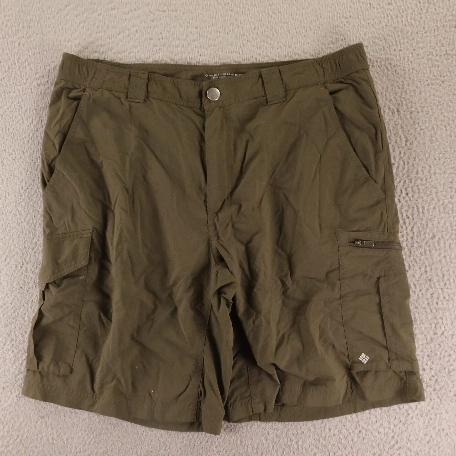 Columbia Shorts Mens 36 Green Nylon Cargo Pockets Omni Shade Hiking Ripstop
