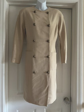 LINDA ALLARD ELLEN TRACY DOUBLE BREASTED TAN BEIGE WOOL BLAZER COAT DRESS SZ 4