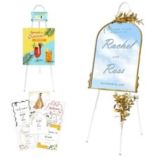 57" 42" Height Adjustable White Easel Stand for Signs, Lockable at Any Heigh...